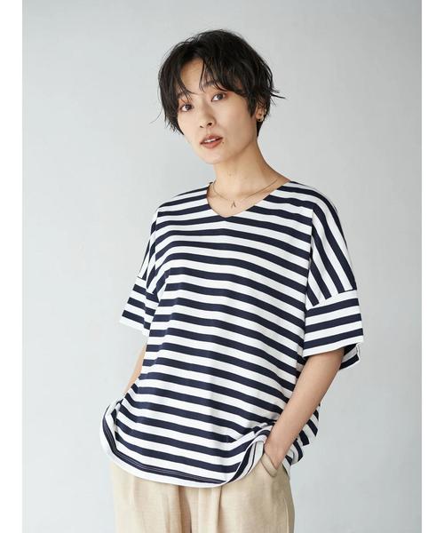 AMERICAN HOLIC(アメリカンホリック)の「ハイクオリティコットン両Vネックカットプルオーバー① *〇(Tシャツ/カットソー・レディース・ブラック/オフホワイト/グリーン/モカ/ブラック系その他4/ブルー系その他2/ネイビー・M/L)」の9枚目の写真