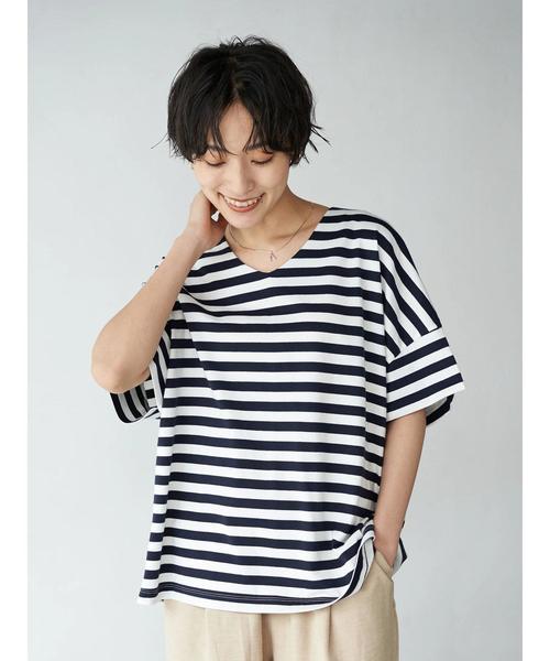AMERICAN HOLIC(アメリカンホリック)の「ハイクオリティコットン両Vネックカットプルオーバー① *〇(Tシャツ/カットソー・レディース・ブラック/オフホワイト/グリーン/モカ/ブラック系その他4/ブルー系その他2/ネイビー・M/L)」の11枚目の写真