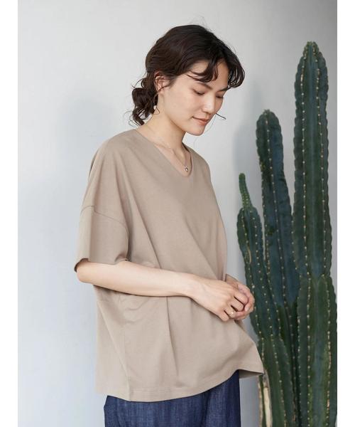 AMERICAN HOLIC(アメリカンホリック)の「ハイクオリティコットン両Vネックカットプルオーバー① *〇(Tシャツ/カットソー・レディース・ブラック/オフホワイト/グリーン/モカ/ブラック系その他4/ブルー系その他2/ネイビー・M/L)」の5枚目の写真