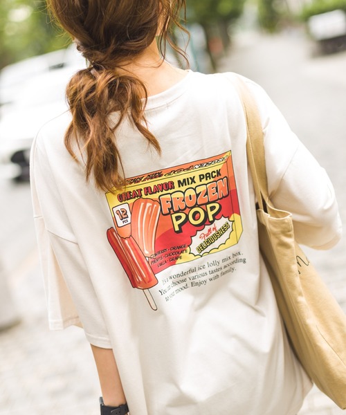 SpRay(スプレイ)の「アイスキャンディ BIG Tシャツ(Tシャツ/カットソー・レディース・オフホワイト/スミクロ/ライトベージュ/ライトグリーン/サックスブルー・FREE)」の3枚目の写真
