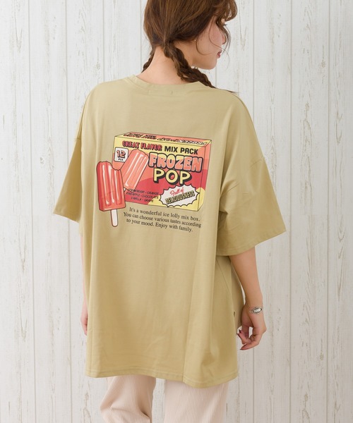 SpRay(スプレイ)の「アイスキャンディ BIG Tシャツ(Tシャツ/カットソー・レディース・オフホワイト/スミクロ/ライトベージュ/ライトグリーン/サックスブルー・FREE)」の4枚目の写真