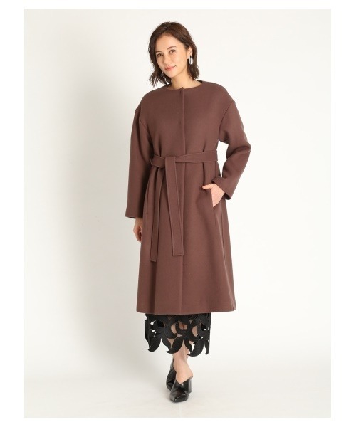 SALE☆ CELFORD ノーカラーコート BRN