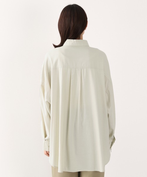 LOWRYS FARM（ローリーズファーム）の「エコレーヨンコットンＢＩＧシャツ　891134（シャツ/ブラウス・レディース・グリーン系その他/エンジ/アイボリー/チャコールグレー・FREE）」の15枚目の写真