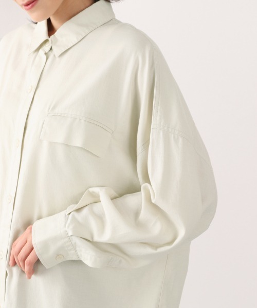 LOWRYS FARM（ローリーズファーム）の「エコレーヨンコットンＢＩＧシャツ　891134（シャツ/ブラウス・レディース・グリーン系その他/エンジ/アイボリー/チャコールグレー・FREE）」の18枚目の写真