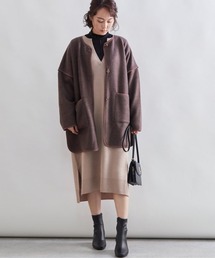 ミラノリブ深Vキーネックニットワンピース