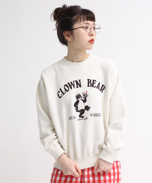 CHILD WOMEN　チャイルドウーマン　スウェット　ミニ裏毛　日本製 CHILD WOMAN（チャイルドウーマン）の「裏毛CLOWN BEARプリント