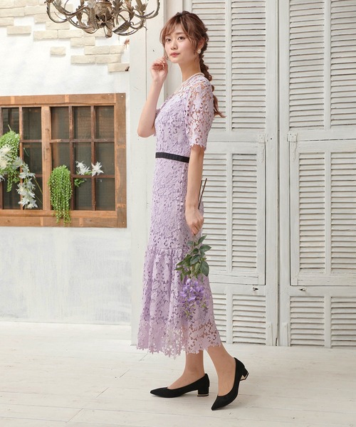 DRESS LAB(ドレスラボ)の「【結婚式/オケージョンドレス】総レース 裾切り替えロングワンピース(ドレス・レディース・ブラック/ブルー/ラベンダー・S/M/L)」の22枚目の写真
