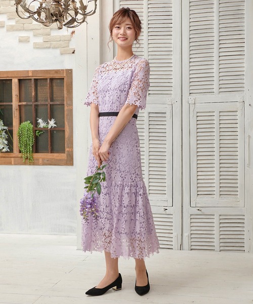 DRESS LAB(ドレスラボ)の「【結婚式/オケージョンドレス】総レース 裾切り替えロングワンピース(ドレス・レディース・ブラック/ブルー/ラベンダー・S/M/L)」の19枚目の写真