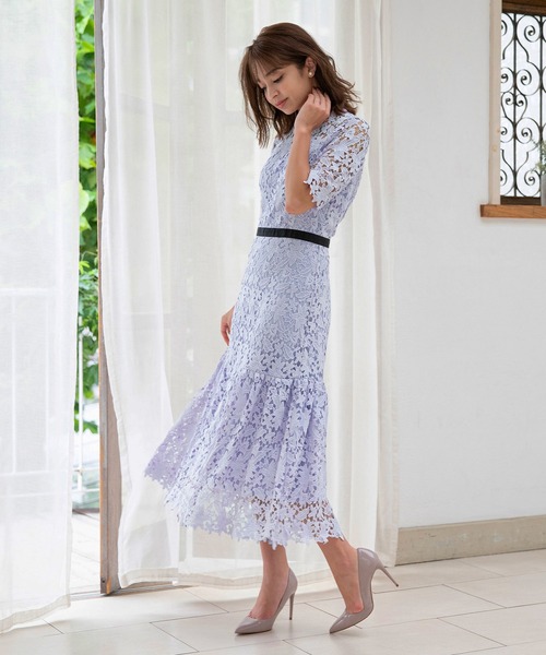 DRESS LAB(ドレスラボ)の「【結婚式/オケージョンドレス】総レース 裾切り替えロングワンピース(ドレス・レディース・ブラック/ブルー/ラベンダー・S/M/L)」の7枚目の写真