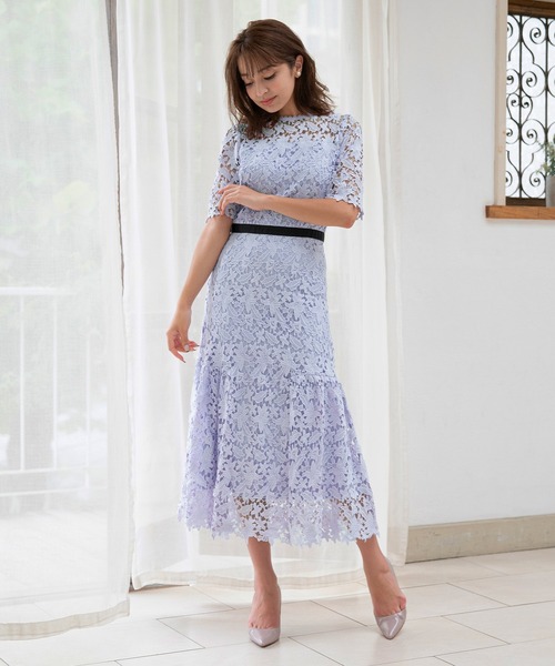 DRESS LAB(ドレスラボ)の「【結婚式/オケージョンドレス】総レース 裾切り替えロングワンピース(ドレス・レディース・ブラック/ブルー/ラベンダー・S/M/L)」の6枚目の写真