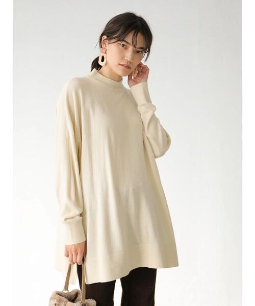 AMERICAN HOLIC（アメリカンホリック）の「モックネックゆるニットチュニック　＊（ニット/セーター・レディース・チャコールグレー/ベージュ/ブルー/アイボリー/テラコッタ・FREE）」の16枚目の写真