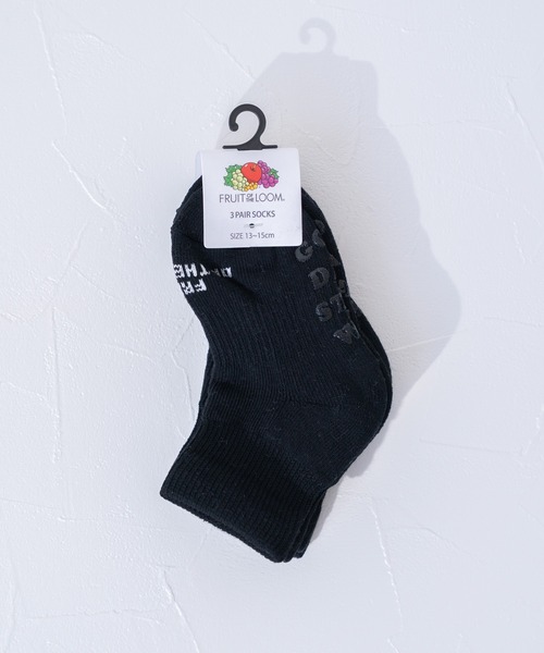 FRUIT OF THE LOOM（フルーツオブザルーム）の「クオーター丈 無地3P / 3足セット / リーズナブル / ロゴソックス / キッズ（ソックス/靴下・キッズ・マルチ/ブラック/グレー・13cm-15cm/16cm-18cm）」の8枚目の写真