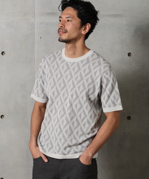 MEN'S BIGI（メンズビギ）の「14Gダブルジャガードハイゲージニット（ニット/セーター・メンズ・ライトグレー/ブラック・02/03）」の13枚目の写真