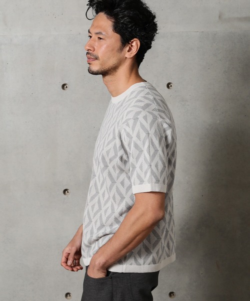 MEN'S BIGI（メンズビギ）の「14Gダブルジャガードハイゲージニット（ニット/セーター・メンズ・ライトグレー/ブラック・02/03）」の9枚目の写真