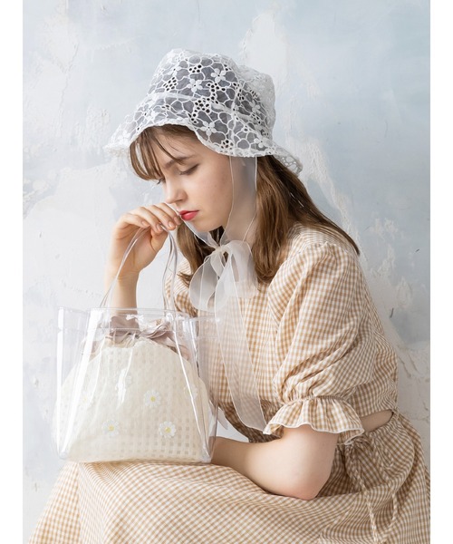 Honey Salon（ハニーサロン）の「フラワービニールバッグ（ハンドバッグ・レディース・ブラック/ベージュ・FREE）」の8枚目の写真