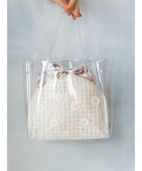 Honey Salon（ハニーサロン）の「フラワービニールバッグ（ハンドバッグ・レディース・ブラック/ベージュ・FREE）」の10枚目の写真