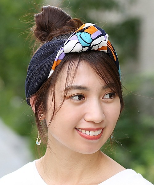LeleSadoughi ヘアーバンド ヘッドバンド デニム ヘアアクセ LeleSadoughi ヘアーバンド デニム ビジュー カチューシャ (ヘア