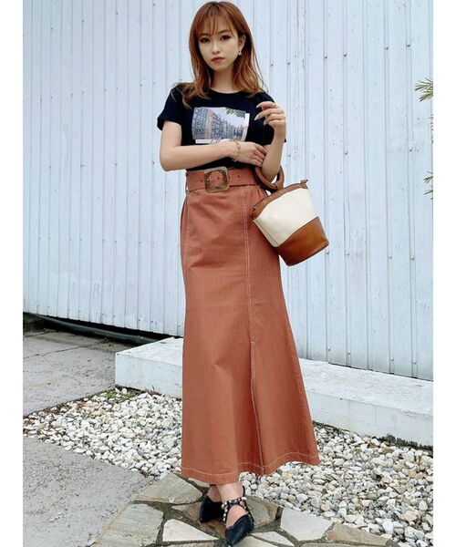 RESEXXY(リゼクシー)の「配色ステッチマーメイドスカート(スカート・レディース・オフホワイト/ブラック/オレンジ/ベージュ・FREE)」の8枚目の写真