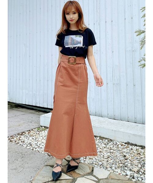 RESEXXY(リゼクシー)の「配色ステッチマーメイドスカート(スカート・レディース・オフホワイト/ブラック/オレンジ/ベージュ・FREE)」の6枚目の写真