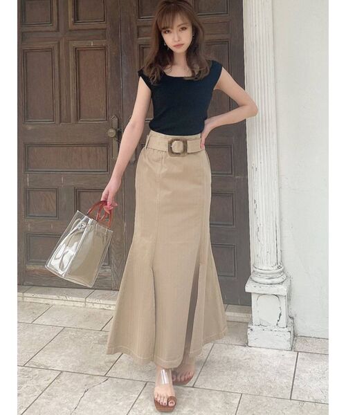 RESEXXY(リゼクシー)の「配色ステッチマーメイドスカート(スカート・レディース・オフホワイト/ブラック/オレンジ/ベージュ・FREE)」の9枚目の写真