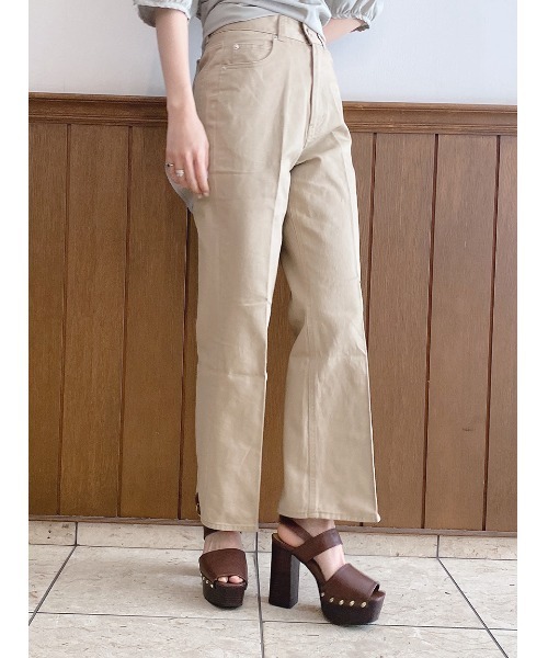 one way（ワンウェイ）の「センタープレスカラーパンツ（スラックス・レディース・オフホワイト/ベージュ/ブラック系その他・S/M）」の6枚目の写真