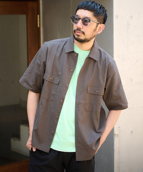 CIAOPANIC TYPY（チャオパニックティピー）の「リネン混ミリタリワークシャツ（シャツ/ブラウス・メンズ・アイボリー/チャコールグレー/グリーン/ピンク・SMALL/MEDIUM/LARGE/X-LARGE）」の11枚目の写真