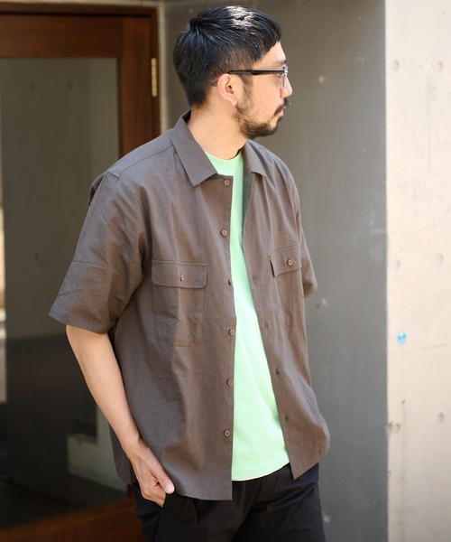 CIAOPANIC TYPY（チャオパニックティピー）の「リネン混ミリタリワークシャツ（シャツ/ブラウス・メンズ・アイボリー/チャコールグレー/グリーン/ピンク・SMALL/MEDIUM/LARGE/X-LARGE）」の12枚目の写真
