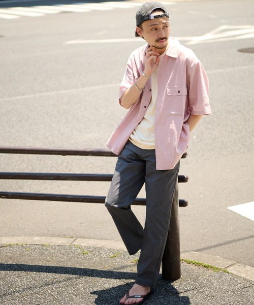 CIAOPANIC TYPY（チャオパニックティピー）の「リネン混ミリタリワークシャツ（シャツ/ブラウス・メンズ・アイボリー/チャコールグレー/グリーン/ピンク・SMALL/MEDIUM/LARGE/X-LARGE）」の16枚目の写真