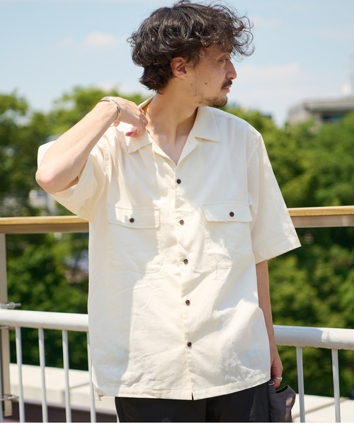 CIAOPANIC TYPY（チャオパニックティピー）の「リネン混ミリタリワークシャツ（シャツ/ブラウス・メンズ・アイボリー/チャコールグレー/グリーン/ピンク・SMALL/MEDIUM/LARGE/X-LARGE）」の6枚目の写真