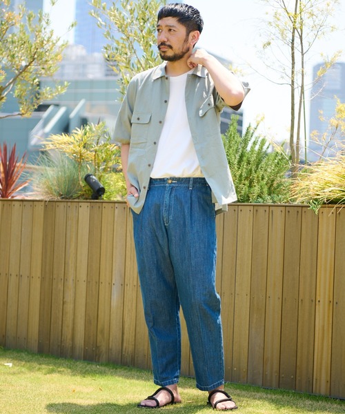 CIAOPANIC TYPY（チャオパニックティピー）の「リネン混ミリタリワークシャツ（シャツ/ブラウス・メンズ・アイボリー/チャコールグレー/グリーン/ピンク・SMALL/MEDIUM/LARGE/X-LARGE）」の10枚目の写真