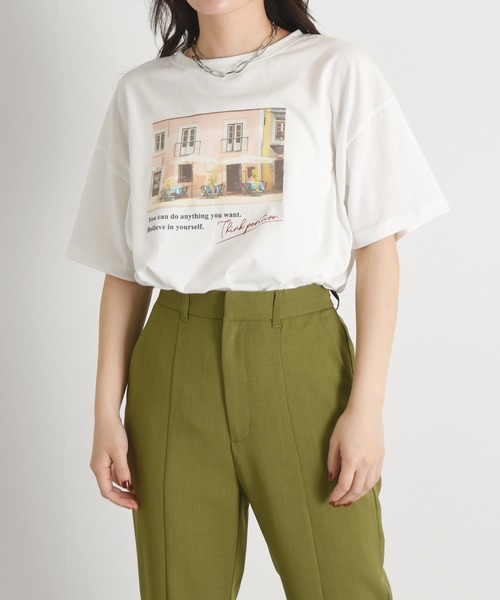 w closet（ダブルクローゼット）の「転写プリントTシャツ（Tシャツ/カットソー・レディース・スミクロ/オフホワイト/ミント/ブルー・FREE）」の9枚目の写真