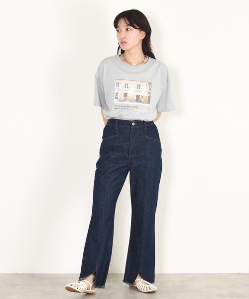 w closet（ダブルクローゼット）の「転写プリントTシャツ（Tシャツ/カットソー・レディース・スミクロ/オフホワイト/ミント/ブルー・FREE）」の12枚目の写真