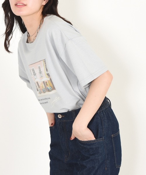 w closet（ダブルクローゼット）の「転写プリントTシャツ（Tシャツ/カットソー・レディース・スミクロ/オフホワイト/ミント/ブルー・FREE）」の19枚目の写真