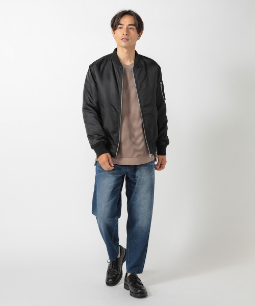 UNION STATION（ユニオンステーション）の「中綿入りフォースナイロンMA-1ジャケット（MA-1・メンズ・ブラック/カーキ・LL/M/L）」の5枚目の写真