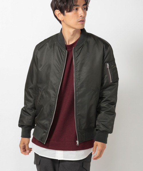 UNION STATION（ユニオンステーション）の「中綿入りフォースナイロンMA-1ジャケット（MA-1・メンズ・ブラック/カーキ・LL/M/L）」の17枚目の写真