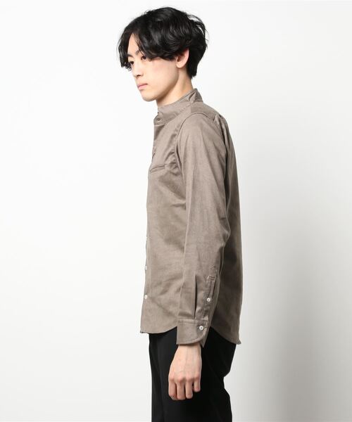 MONSIEUR NICOLE（ムッシュニコル）の「ストレッチスエード スタンドカラーシャツ（シャツ/ブラウス・メンズ・ブラック/トップグレー/グレイッシュベージュ/ベージュ・MEDIUM/X-LARGE/LARGE）」の15枚目の写真