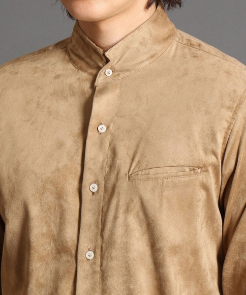 MONSIEUR NICOLE（ムッシュニコル）の「ストレッチスエード スタンドカラーシャツ（シャツ/ブラウス・メンズ・ブラック/トップグレー/グレイッシュベージュ/ベージュ・MEDIUM/X-LARGE/LARGE）」の7枚目の写真