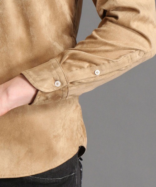 MONSIEUR NICOLE（ムッシュニコル）の「ストレッチスエード スタンドカラーシャツ（シャツ/ブラウス・メンズ・ブラック/トップグレー/グレイッシュベージュ/ベージュ・MEDIUM/X-LARGE/LARGE）」の9枚目の写真