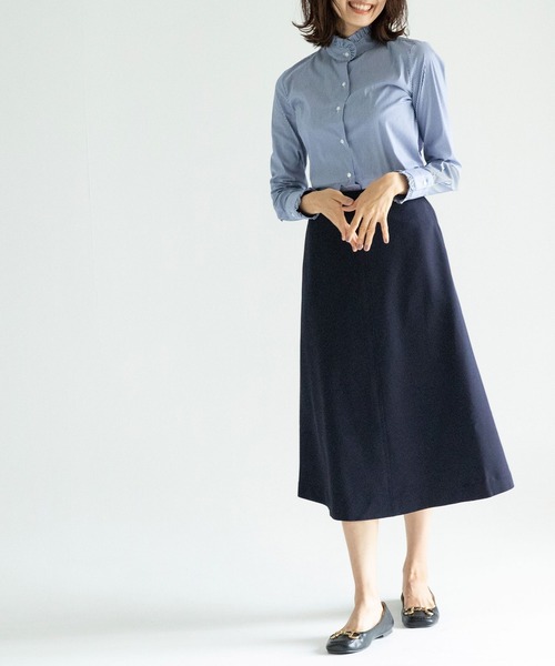 NARACAMICIE(ナラカミーチェ)の「カルゼ調Aラインスカート(スカート・レディース・ネイビー/ブラウン・MEDIUM)」の14枚目の写真
