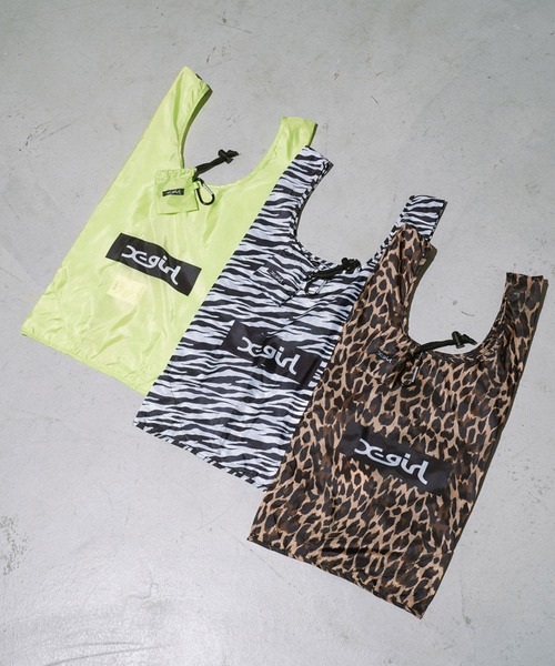 X-girl（エックスガール）の「SMALL REUSABLE BAG（エコバッグ/サブバッグ・レディース・ベージュ/ライトグリーン/ホワイト・ONE SIZE）」の11枚目の写真