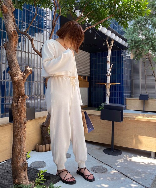 mimi toujours（ミミトゥジュール）の「パンツ ワッフル ワンマイル omom×mimi toujours（その他パンツ・レディース・アイボリー/グレイッシュベージュ・M）」の17枚目の写真