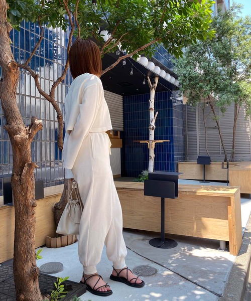 mimi toujours（ミミトゥジュール）の「パンツ ワッフル ワンマイル omom×mimi toujours（その他パンツ・レディース・アイボリー/グレイッシュベージュ・M）」の13枚目の写真