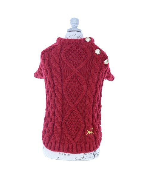 ROPE' PICNIC（ロペピクニック）の「ROPE PICNIC/ロペピクニック/ボタン付きケーブルニット/犬服(ドッグウェア)（ペットウェア・レディース・ブラウン/レッド/アイボリー・2M/XS/S/2L/L/M）」の12枚目の写真