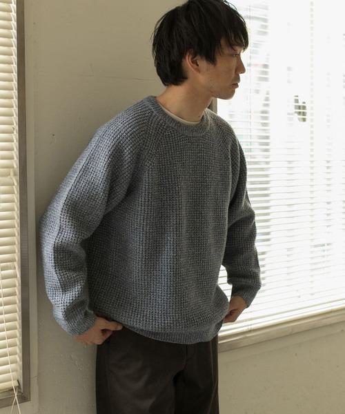URBAN RESEARCH DOORS(アーバンリサーチドアーズ)の「メランジワッフルクルーネックニット∴(ニット/セーター・メンズ・ベージュ/オフホワイト/オレンジ・40/38)」の8枚目の写真