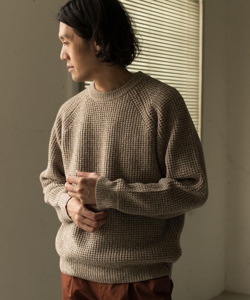 URBAN RESEARCH DOORS(アーバンリサーチドアーズ)の「メランジワッフルクルーネックニット∴(ニット/セーター・メンズ・ベージュ/オフホワイト/オレンジ・40/38)」の5枚目の写真