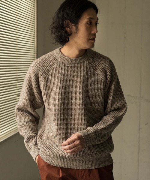 URBAN RESEARCH DOORS(アーバンリサーチドアーズ)の「メランジワッフルクルーネックニット∴(ニット/セーター・メンズ・ベージュ/オフホワイト/オレンジ・40/38)」の21枚目の写真