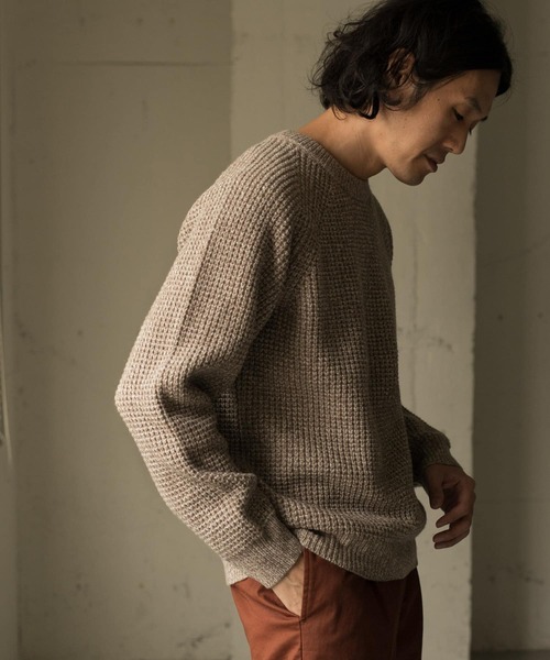 URBAN RESEARCH DOORS(アーバンリサーチドアーズ)の「メランジワッフルクルーネックニット∴(ニット/セーター・メンズ・ベージュ/オフホワイト/オレンジ・40/38)」の13枚目の写真