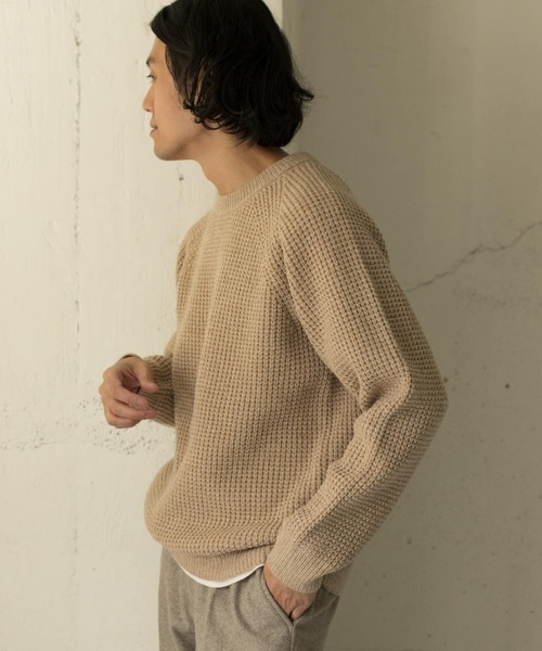 URBAN RESEARCH DOORS(アーバンリサーチドアーズ)の「メランジワッフルクルーネックニット∴(ニット/セーター・メンズ・ベージュ/オフホワイト/オレンジ・40/38)」の10枚目の写真