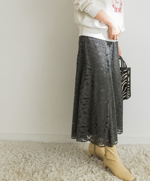 URBAN RESEARCH（アーバンリサーチ）の「レースマーメイドスカート（スカート・レディース・チャコールグレー/オフホワイト・38/36）」の8枚目の写真