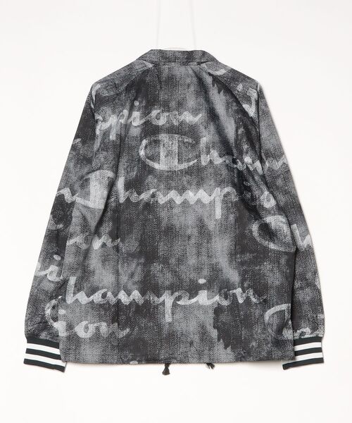 Champion(チャンピオン)の「【T18】【Champion/チャンピオン】 SATIN COACHES JACKET RIBBED CUFF PRINT(ミリタリージャケット・レディース・ブラック/ネイビー・SMALL/LARGE/MEDIUM)」の3枚目の写真